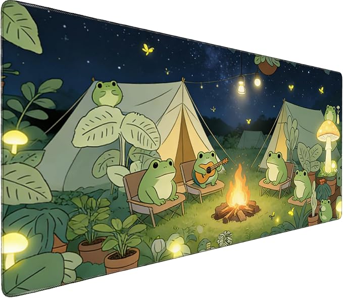 Large Extended Mouse Pad with Stitched Edges 35.4"x15.7" - Waterproof Desk Mat, Non-Slip Rubber Base for All-Desk Coverage, Perfect for Gaming Office Home, Frog03