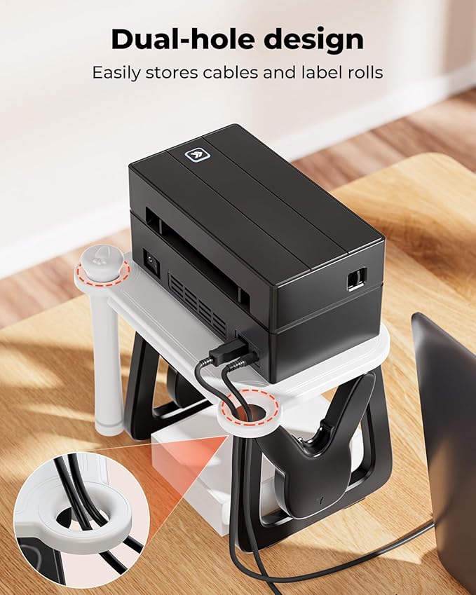 MUNBYN Thermal Label Holder for Rolls and Fanfold Labels | Label Roll Holder for Desktop Thermal Printer Accessory, For Home, Office, Small Business