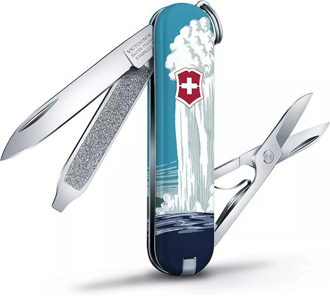 Victorinox Classic SD Swiss Army Knife, Compact, 7 Functions, Swiss Made Pocket Knife with Small Blade, Screwdriver and Key Ring - Yellowstone National Park