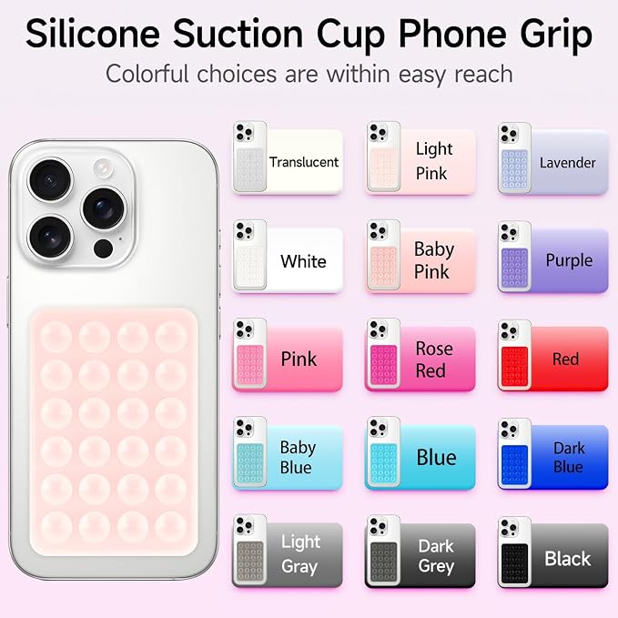 Yojaro 2 Pack Silicone Suction Phone Case Mount, Silicon Adhesive Smartphones Stand Sticky, Non Slip Suction Cup, Hands-Free Phone Accessories Holder for Selfies and Videos Dark Grey