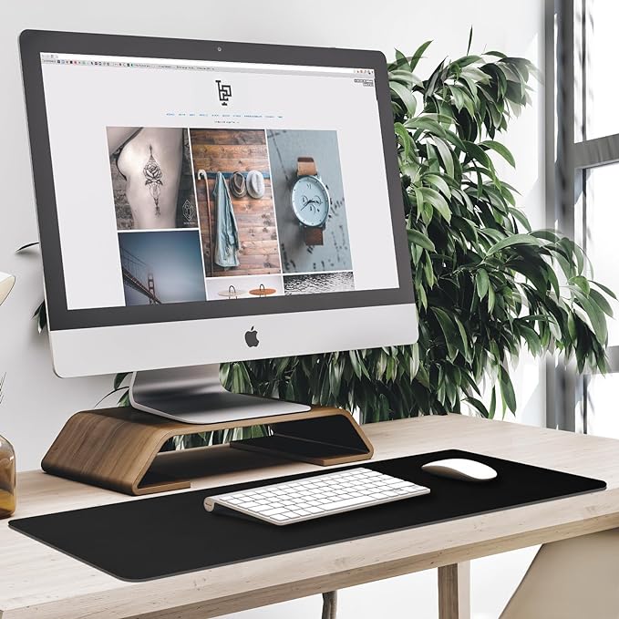 Large Mouse Pad, Desk Mat Office Desk Pad Gaming Mouse Pad with Stitched Edges, 31.5" x 15.7" Mousepad with Non-Slip Waterproof Rubber Base for PC Laptop Desk Home Office Accessories, Black