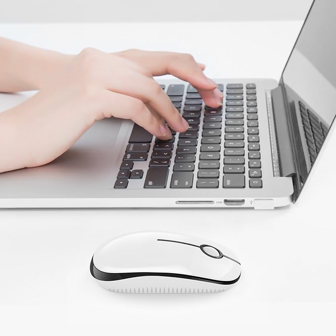 VssoPlor Wireless Mouse, 2.4G Slim Computer Laptop Mouse, Black and White | Portable Mouse, Plug & Play USB Nano Receiver, Quiet Silent Optical Mice for Notebook, PC, Laptop, Computer, Windows, Mac