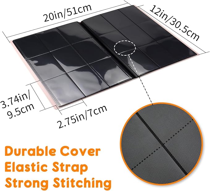 Trading Card Binder 9 Pocket, 360 Card Waterproof Folder with Side Loading Sleeves, Sturdy Card Collection Album for MTG, TCG, Game Cards & Sports Cards (1, Pink)