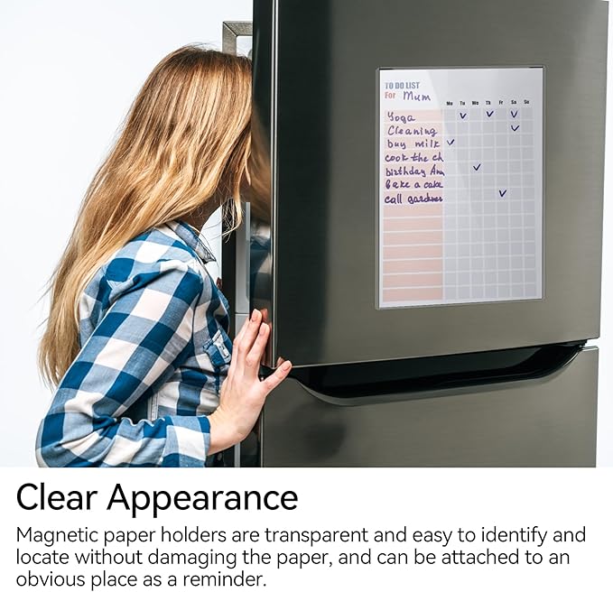 5 Pcs 8.5'' x 11'' Rigid Magnetic Sign Holders - Clear Plastic Document Frames with Magnet Borders for Letter Size Posters - Perfect for Home, Office, and Store Displays