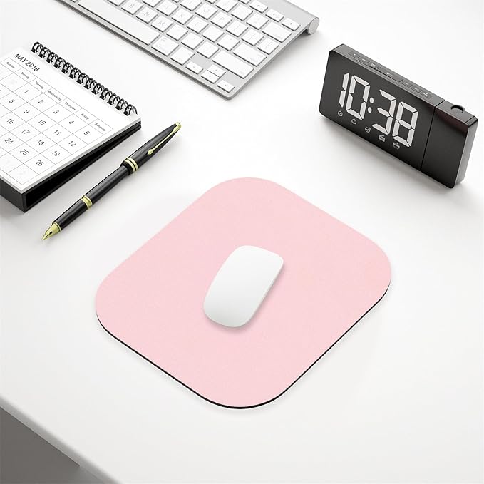 Hsurbtra Mouse Pad, Premium-Textured Small Square Mousepad 8 x 9 Inch Pink, Thick 3 mm Anti-Slip Waterproof Rubber Pretty Cute Computer Mat for Office Home Gaming Laptop Men Women Kids