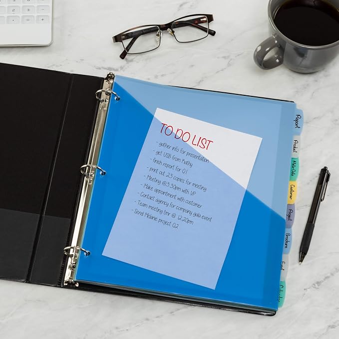 Avery Write & Erase Pocket Plastic Dividers for 3 Ring Binders,8-Tab Sets,Multicolor,Tabs Viewable Beyond Sheet Protectors,1 Set (16177),(Pack of 2)