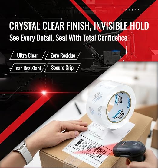 Clear Packing Tape Refills Heavy Duty,24 Pack,2.7 Mil,2"×68 Yd | Total 1632 Yards,Compatible with Standard Tape Dispenser,Quiet Unwind,Easy Start,for Shipping Packaging Moving Sealing,Bulk