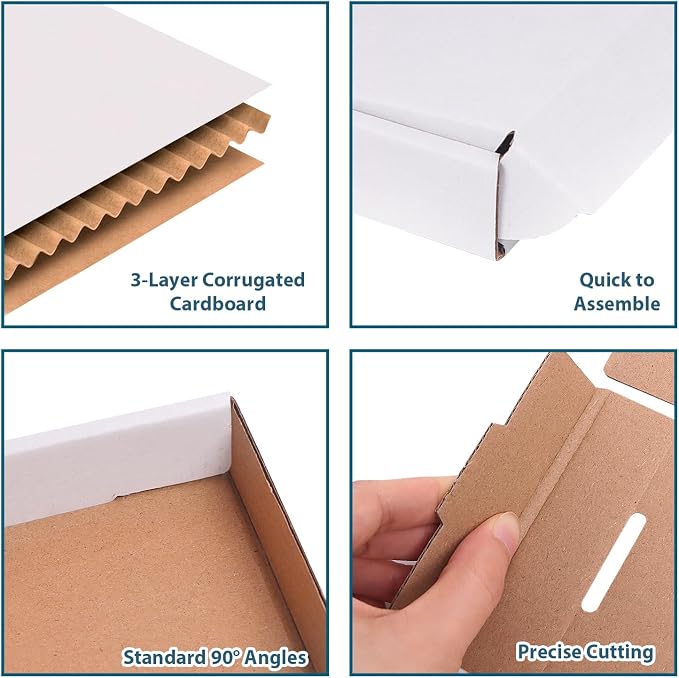 Small Shipping Boxes 4x4x1, Set of 50, White Corrugated Cardboard Box (YD441-50W)