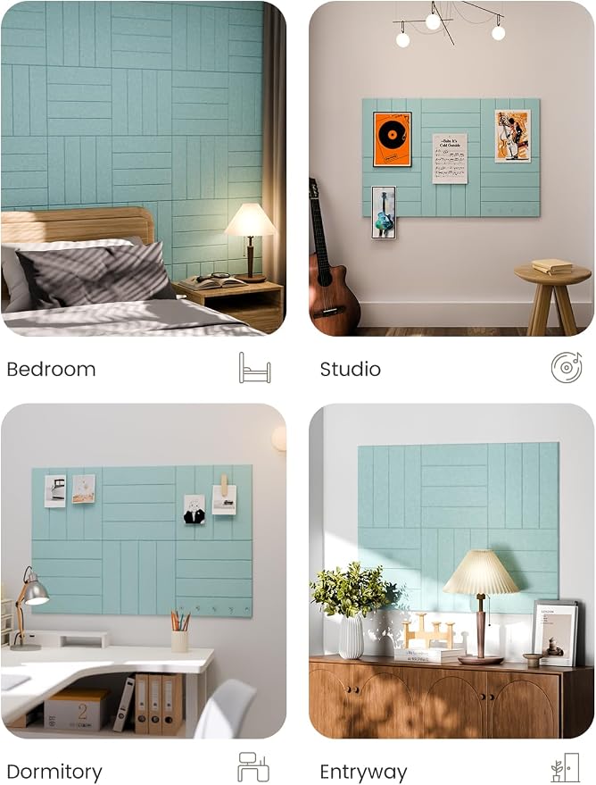 Fluxynara 36" x 24" Large Felt Bulletin Board, Aqua Blue | 6 Pack Cork Board Alternative with 30 Safe Adhesive Tabs, Felt Pin Boards for Wall Decor, Home, Office, Classroom, Dorm