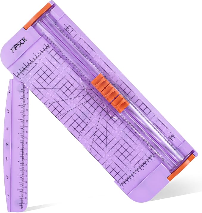 A4 Paper Cutter Slider 12 Inch Paper Trimmer Photo Cutter, Purple | Small Paper Cutter for Classroom Scrapbooking Cutter, Cutter Sliding