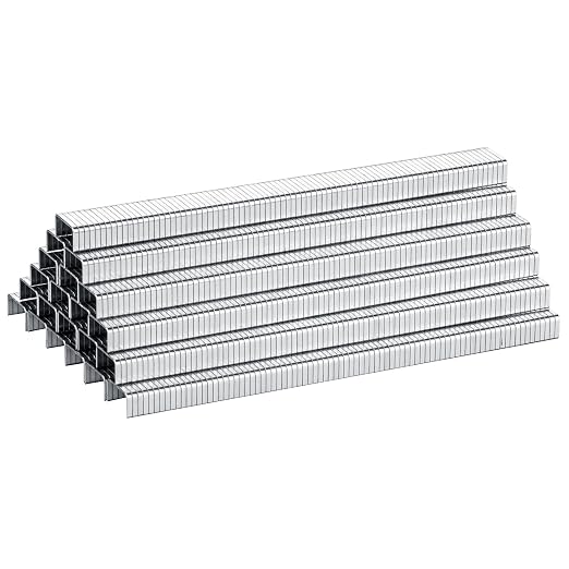 meite T50 Staple Gun Staples, 1/4 Inch Heavy Duty Staples, Galvanized 20 Gauge 3/8 Inch Crown Staple for Upholstery, Construction, Furniture (10 Packs)