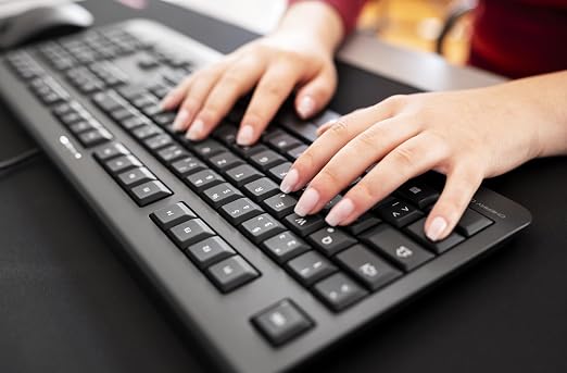 Cherry KC 1000, Wired Keyboard with Number Pad for PC/Laptop, Plug & Play (USB-A Connection), Slim Design, Whisper Quiet Typing, 4 Hot Keys, QWERTY, Black