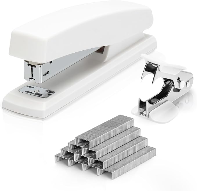 Deli Stapler, 25 Sheet Capacity, 1000 Staples & Staple Remover, White