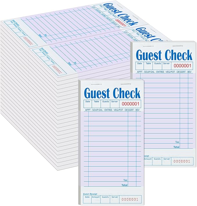 48 Pack Purple Guest Checks Books for Servers Server Note Pads, Waiter Checkbook, Waitress Notepad for Restaurants, Paper Checks 50 Sheets/Pack, 2400 Total Tickets