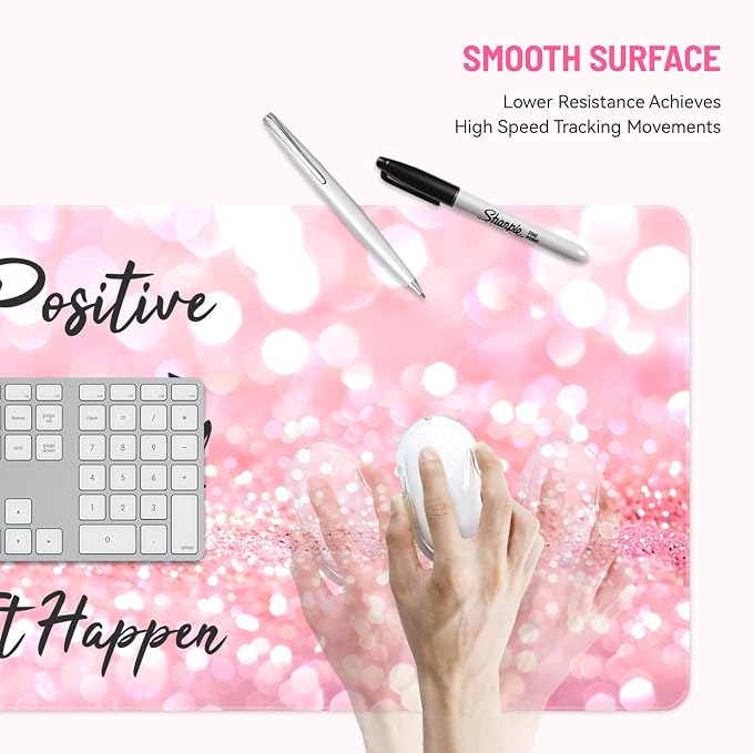 Mousepad Desk Mat Gaming Large Keyboard Cute Office Desktop Computer Laptop Quotes XXL Long Giant Big Kawaii Aesthetic Girly Pretty Design Women Girl Gamer Oversized Wide 30x12'' Mousepad