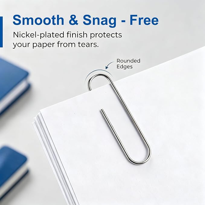 FUDAO FAMILY Large Paper Clips, 2 inch Jumbo Paperclips, 210 Count (3 Pack of 70), Silver