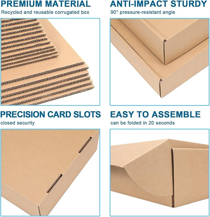Small Shipping Boxes 12x9x3 Inches - Kraft Brown Corrugated Cardboard Boxes (20-Pack) for Mailing, Packing, Small Business & Gift Packaging - Recyclable & Sturdy