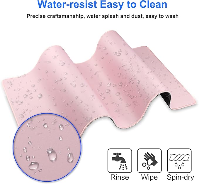 Gaming Mouse Pad,Large Mouse Pad Size 31.5x11.8 Thickness 0.12 inches,Premium-Textured Non-Slip & Waterproof Computer Mousepad with Stitched Edges for Gaming,Office & Home-80x30 Pink008