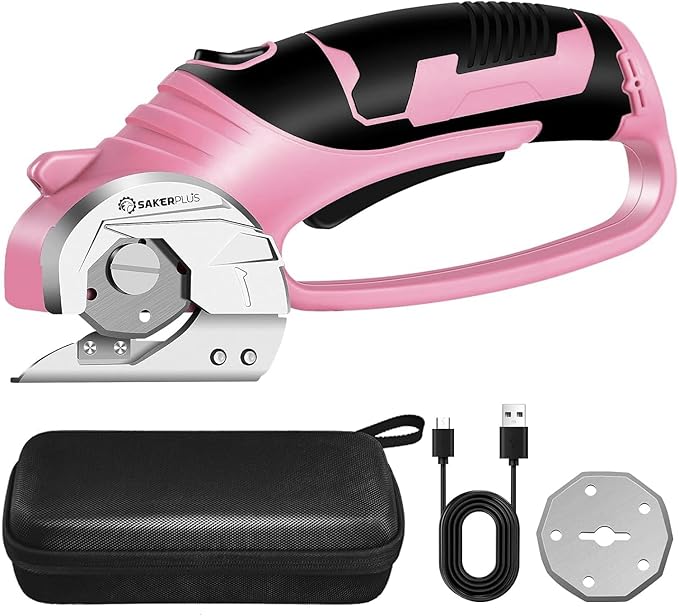 Cordless Electric Scissors,4V Rechargeable Cardboard Box Cutter Heavy Duty Fabric Scissor with Safety Lock & LED Light,Power Rotary Cutter for Leather Carpet Plastic Cutting,Sewing,Crafting