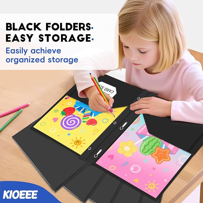 48 Pcs Plastic Folders with Pockets and Prongs (Black),Fit Letter Size Paper,Business Card Slot,2-Pocket Folder for School Office or Home,Durable Acid-Free Poly,Back to School Supplies Bulk