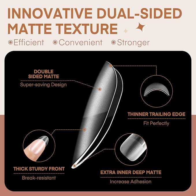Oval Round Nail Tips, 504pcs Full Matte Short Oval Almond Shape Nail Tips for acrylic nail tips press on nails DIY Short Gel Nail Extention, 15 Sizes Luckyfairy Gelly Tips