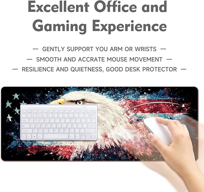 American Eagle Flag Mouse Pad Desk Mat Gaming Desk Pad XL Large Mouse Mat Independence Day Office Decor Accessories