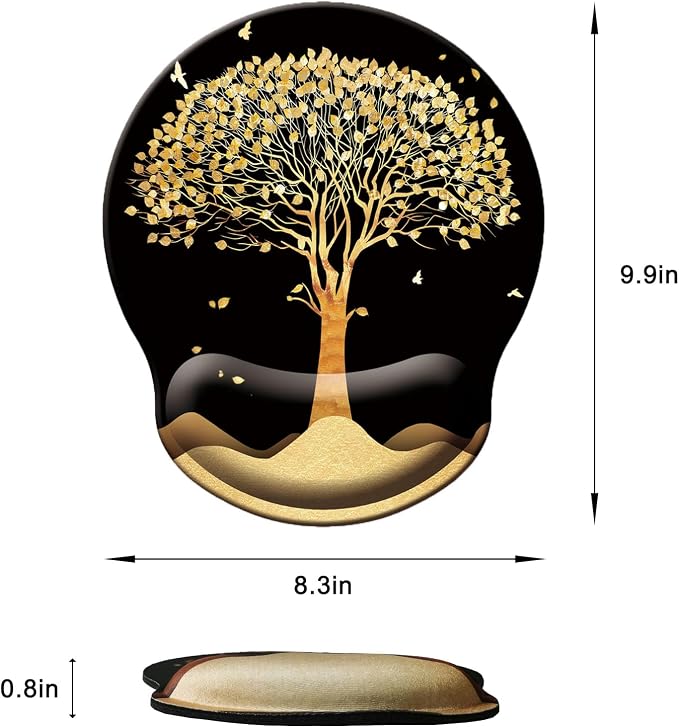 Mouse Pad with Wrist Support, Ergonomic Mouse Pad with Memory Foam Wrist Rest Cushion, Non-Slip Rubber Base Gaming Mice Pad for Home Office Computer Laptop, Tree