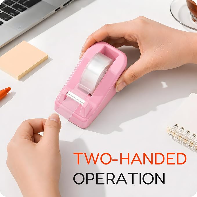 Lightweight Desktop Tape Dispenser, 6 Rolls Tape, 1-Inch Core | Transparent Tape Holder with Stable Non-Skid Base, 0.71 in x 1000 in Each Roll, for Office, Home & School Use