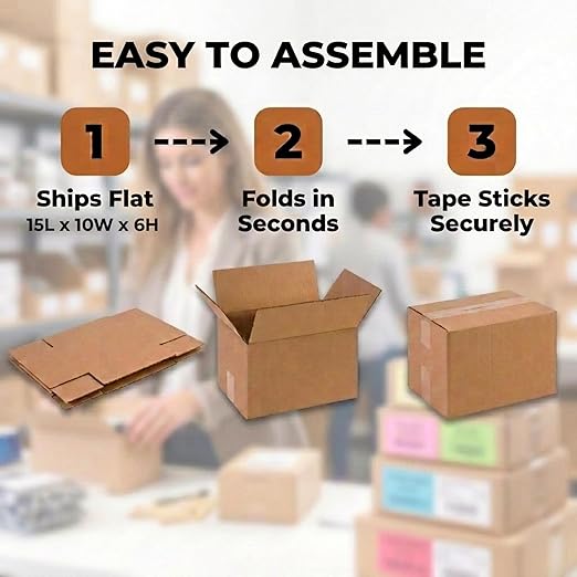 BOX USA 15 x 10 x 6 Corrugated Cardboard Boxes, Medium 15"L x 10"W x 6"H, Pack of 25 | Shipping, Packaging, Moving, Storage Box for Home or Business, Strong Wholesale Bulk Boxes