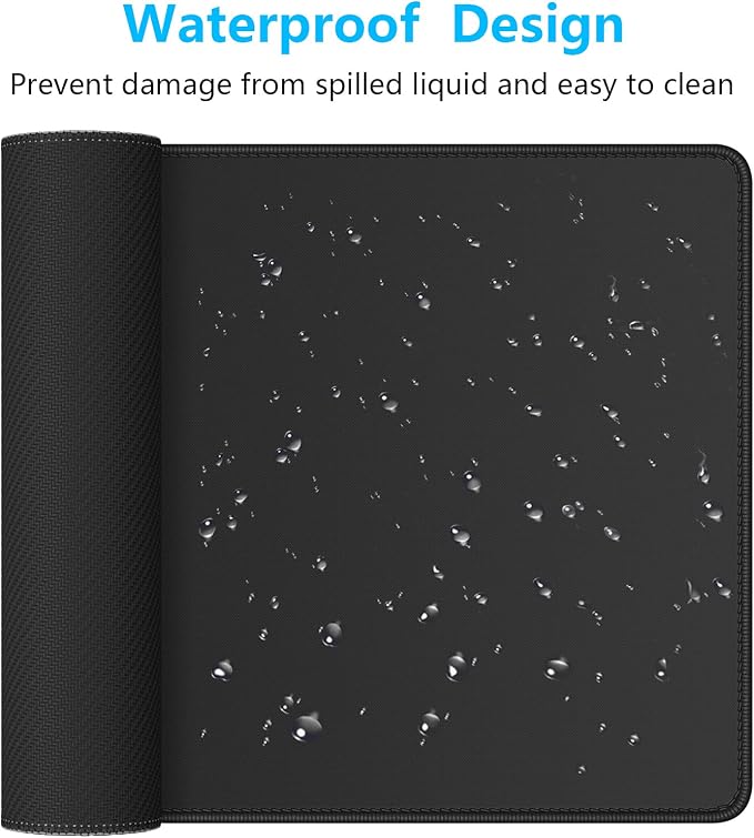 Dapesuom Large Gaming Mouse Pad, Extended Mouse Mat with Stitched Edges, Full Size Keyboard Pad with Non-Slip Base, Big XXL Computer Desk Mats for Gamer, Laptop, Office, 35.5 x 15.7in, Jet Black