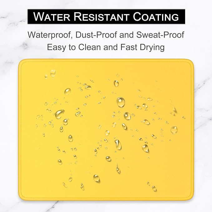 Hsurbtra Mouse Pad, Premium-Textured Square Mousepad 10.2 x 8.3 Inch, Stitched Edge Anti-Slip Waterproof Rubber Pretty Cute Computer Mat for Office Gaming Laptop Women Kids Apricot Yellow