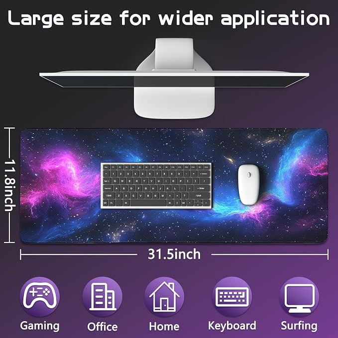 Mouse Pad Gaming - Desk Mat for Keyboard and Mouse - Large Mouse Pads for Desk, Gaming Mousepad with Non-Slip Base, Desks Pad (31.5" X 11.8") for Game, Office and Home