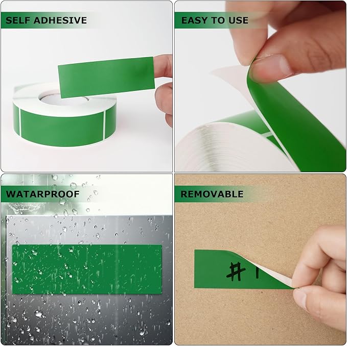 Green Rectangle Stickers 3 x 1 Inch Color Coding Labels Vinyl Roll Self-Adhesive Waterproof Removable 500 PCS