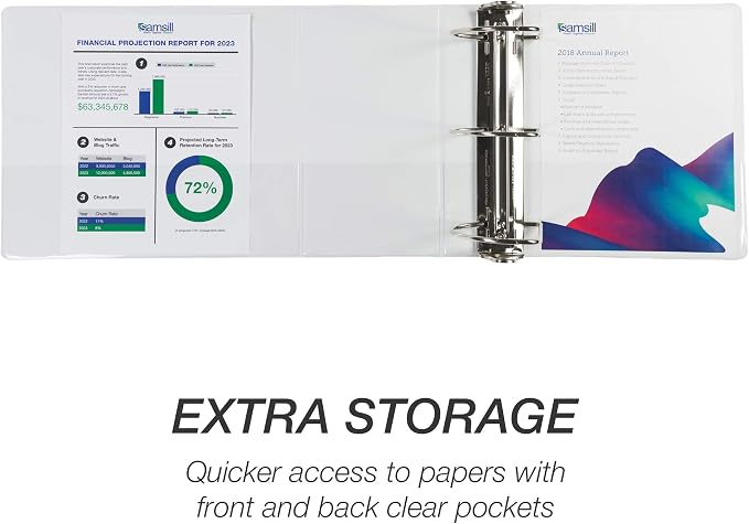 Samsill Durable 6 inch 3 Ring Binder, Locking D Ring 100% Recycled Chipboard, White, Pallet of 120 Binders in 20 Cartons