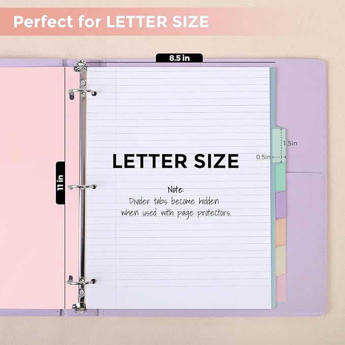 SKYDUE 8 Tab Write & Erase Durable Plastic Dividers for 3 Ring Binders | Letter Size Binder Dividers with Sticker Labels,Aesthetic Pastels Divider Perfect for School, College & Office Life,1 Set