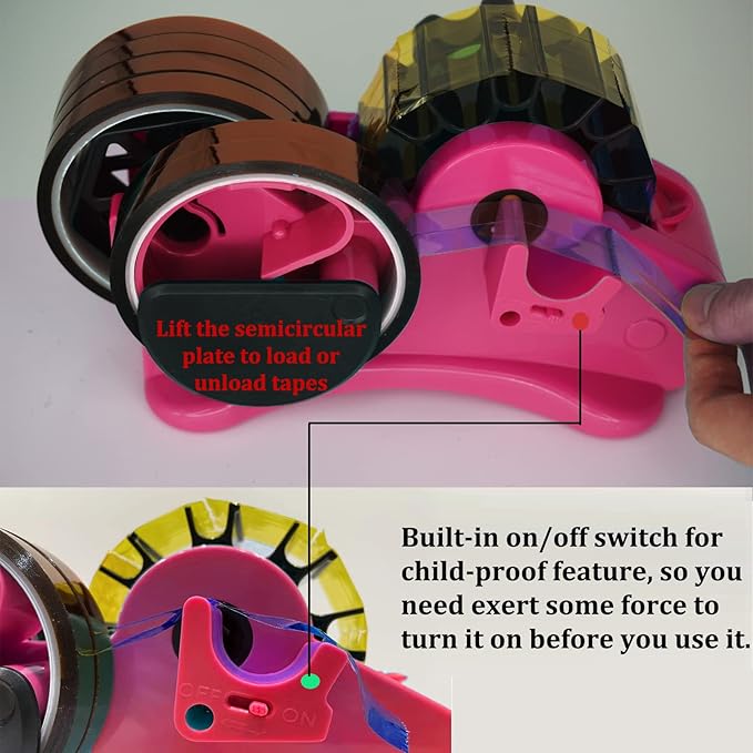 Heat Tape Dispenser Sublimation - Multiple Roll Cut Heat Tape Dispenser 1" and 3" Core Double Reel Cores Sublimation for Heat Transfer Tape, Semi-Automatic Tape Dispenser with Compartment Slots