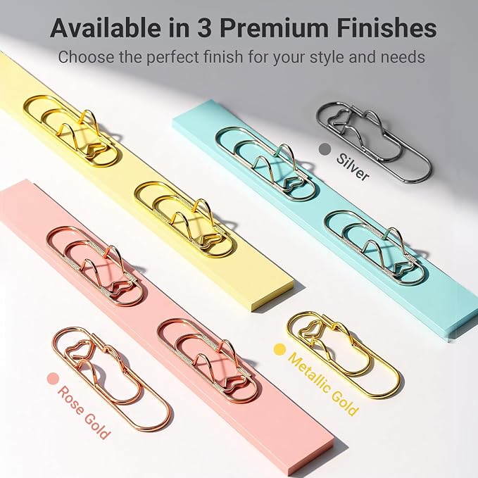 Heart Paper Clip Pen Holder for Notebooks, 9-Pack Metal Pen Clip | Paperclip Pen Holder Clips for Journal and Planner, Cute Stationery Accessories for School, Office