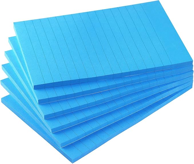 Early Buy Lined Sticky Notes, 4x6 in, 6 Bright Color, 45 Sheets/Pad (Blue)