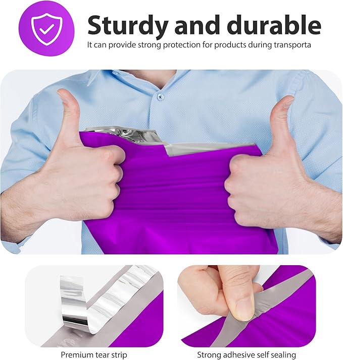 Fuxury Poly Mailers 10x13 Inch 1200 Pcs, Bulk Shipping Bags for Clothing, Strong Adhesive Shipping Envelopes for Small Business Suppliers,Waterproof Mailers Poly Bags Mailing Envelopes Purple