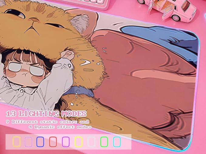 JMIYAV Pink RGB Gaming Mouse Pad 31.5x12 Inch PC XL Large Extended Glowing Led Light Up Desk Pad Non-Slip Rubber Base Computer Cute Mousepad Mat Desk Accessories Gaming Setup Cozy Hideout
