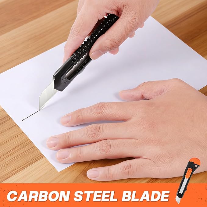 6-Pack Utility Knife Retractable, Retractable Box Cutter for Boxes, Cardboard and Cartons, 18mm Sharp Blade for Office and Home use