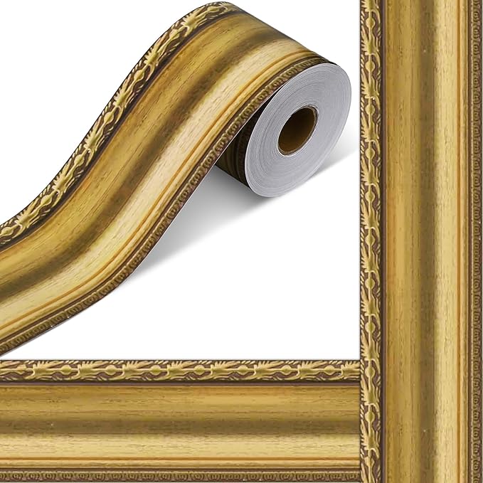 Outus 68FT Gold Frame Bulletin Board Border Die-Cut Straight Border Trim for Classroom Chalkboard, Picture Frames, Artworks, Walls, Mirrors & Office Decor, Classic Metallic Frame Molding(Classic)