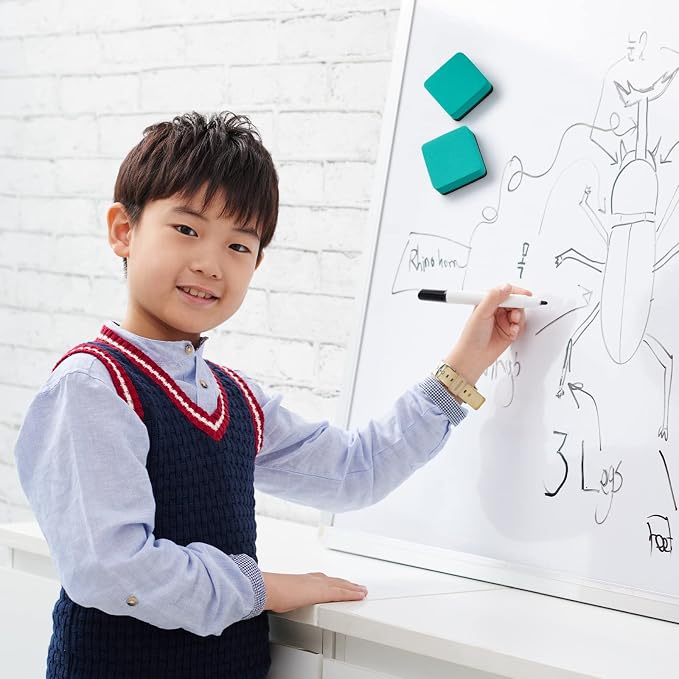 Favourde 48 Pack Magnetic Whiteboard Dry Erase Erasers for Classroom School | Whiteboard Dry Erase Erasers Chalkboard Cleansers for School Supplies and Office Classroom and Teacher Must Haves Green