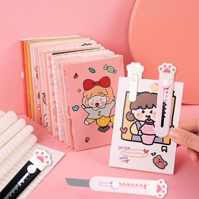 Honbay 6PCS Cat Paw Shaped Mini Utility Knives Creative Cute Animal Claw Letter Opener Portable Art Knife Retractable Envelope Knife Letter Opener Carton Opener Box Cutter