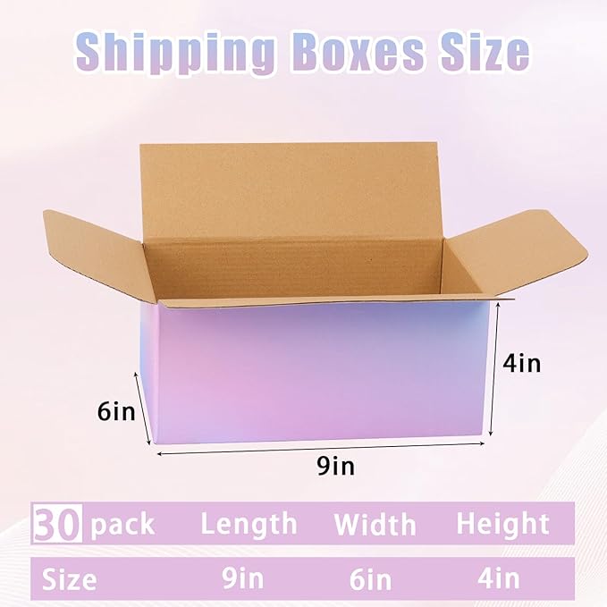FORBFAN 9 x 6 x 4 Shipping Boxes, 30 Pack Corrugated Cardboard Mailing Boxes for Small Business, Colorful Packing Boxes for Shipping & Packaging