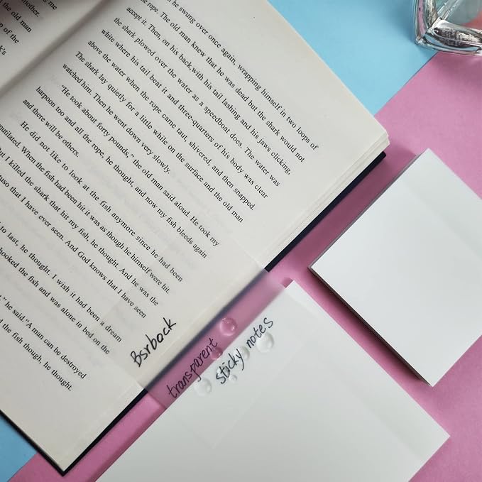 Transparent Sticky Notes 200 Sheets, 4 x 6 in Clear Sticky Notes, See Through Invisible Translucent Sticky Note Waterproof Self-Stick Note Pads for School, Office (4 Packs)