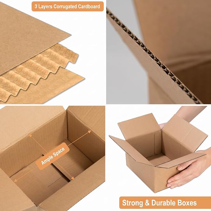 BOARDS+ Sturdy Shipping Boxes 7x5x4 (45 Pack), Medium Cardboard Mailing Boxes For Small Business for Packing, Moving and Storage