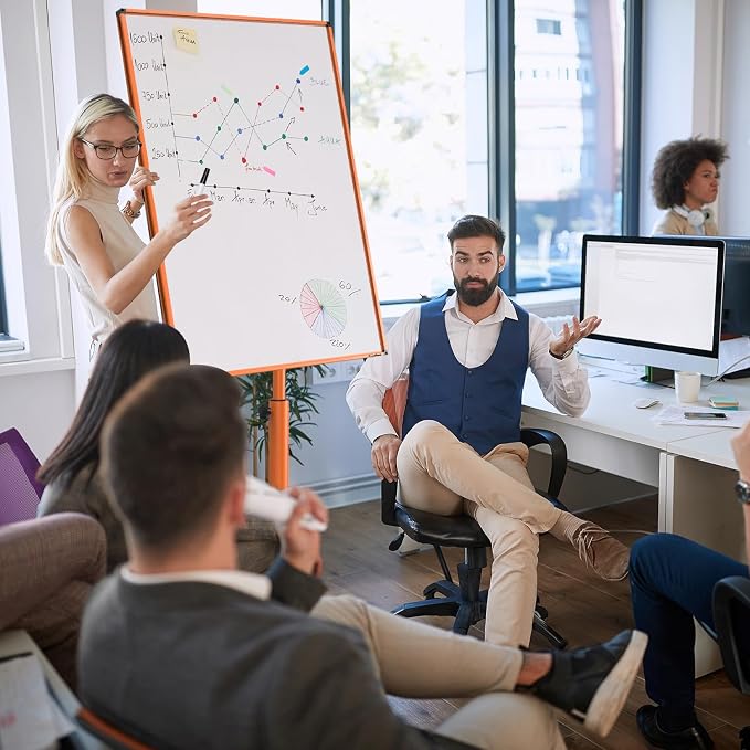 Mobile Whiteboard, 40x26 Inches White Board Dry Erase Board on Wheels | Height Adjustable, Magnetic Surface, Dry Erase, With Stand, Ideal for Classroom, Office, School, Home, Homeschooling, Teacher