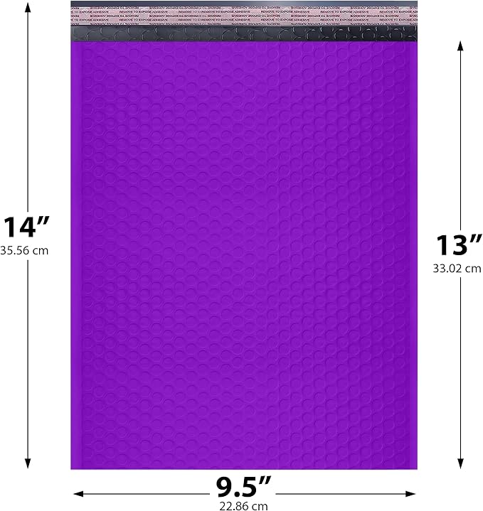 Purple Bubble Mailers 10x13, Self Seal Poly Padded Envelopes, 200 Pack | Fits Books & Magazines, No Tape Needed, Cushioned Protection, Water-Resistant Poly, Bulk Pack for Small Business