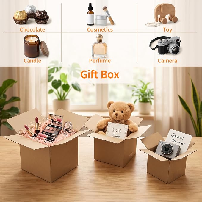 Hoikwo 30 Packs Shipping Boxes Mixed Sizes | 10 PCS Each of 4x4x4, 5x5x5, 6x6x6 Brown Cardboard Box for Small Business Packaging and Mailing